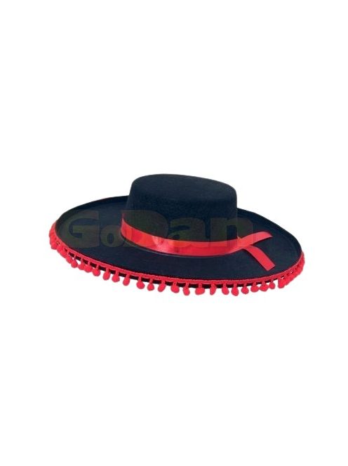 Mexikói sombrero kalap fekete-piros (gyerek méret)